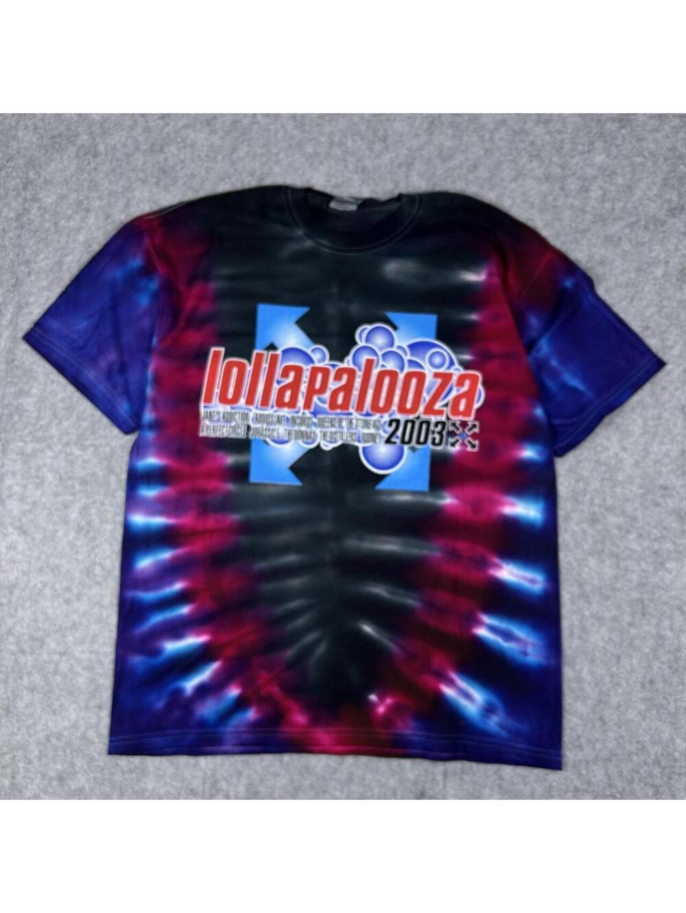 Rare Vintage 2003 Lollapalooza Festival Tie Dye AOP Band T Shirt Size XL